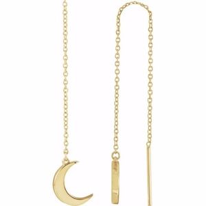 14k Yellow Gold Crescent Threaders
